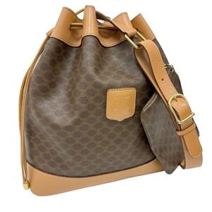 Celine Drawstring Shoulder Bag Macadam Pattern